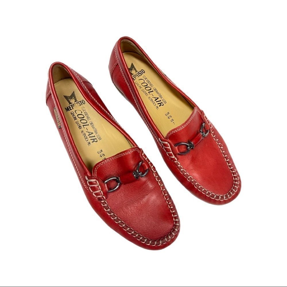 MEPHISTO-Red Crinkled Leather Penny Loafers-Cool-Air-Size 7 - Picture 6 of 8
